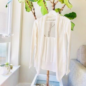 Knit white classic open cardigan sweater